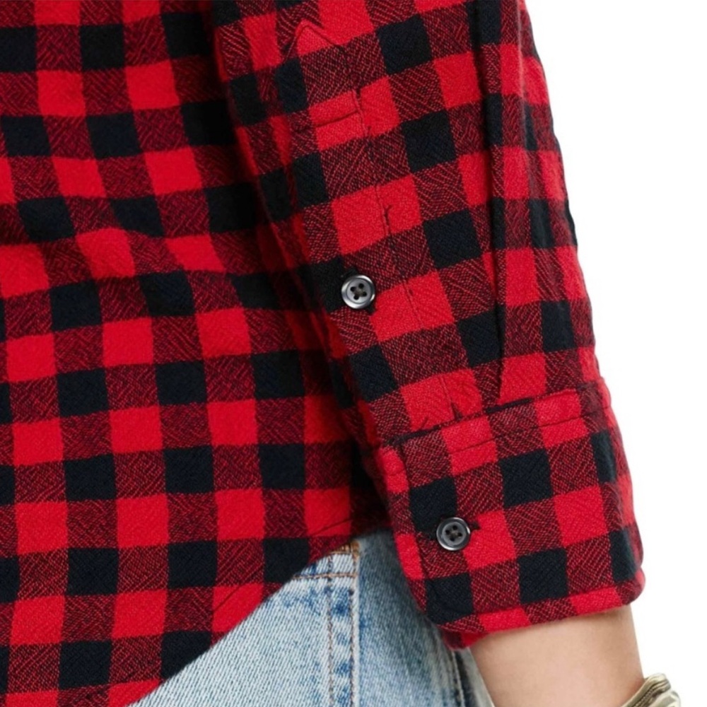 Ralph Lauren Denim & Supply Top Medium RL Tomboy Red Black Buffalo Plaid Rustic - Picture 4 of 16